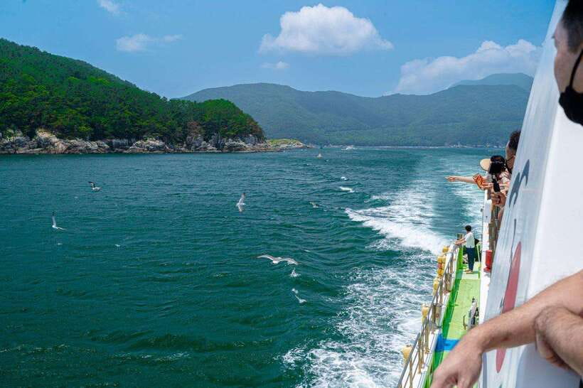 Busan: Geoje Coastal Escape, Sea Breeze, Oedo Botania Island - Haegeumgang Lion Rock from the sea