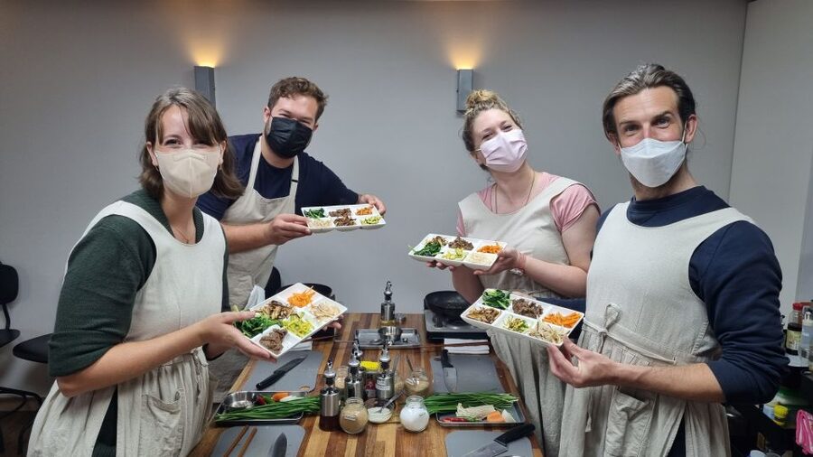 Busan: Small-Group Traditional Korean Food Cooking Class - Sitting down at your own bapsang