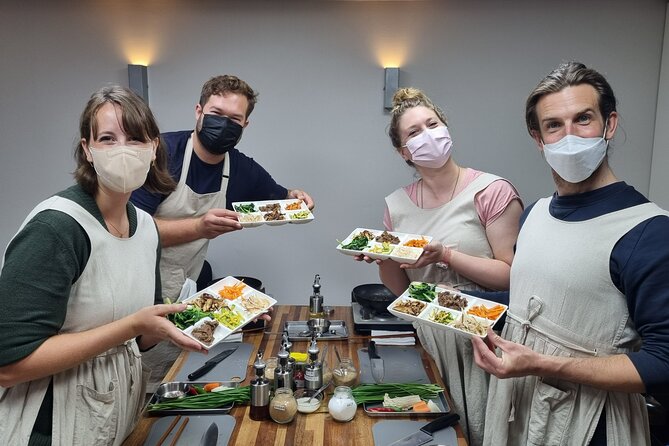 Korean cooking class in Haeundae, Busan - Eating at a Korean bapsang table